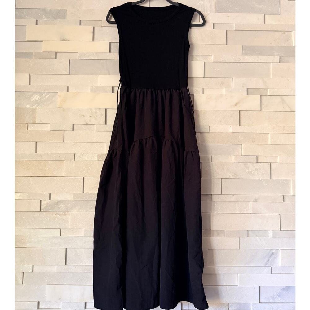 Z.F. CLOTHING CO NWOT Sleeveless Para-cord Cinch Side Tiered Maxi Dress XS Goth